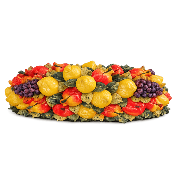 Toskanische Tischdekoration aus Keramik mit Früchten